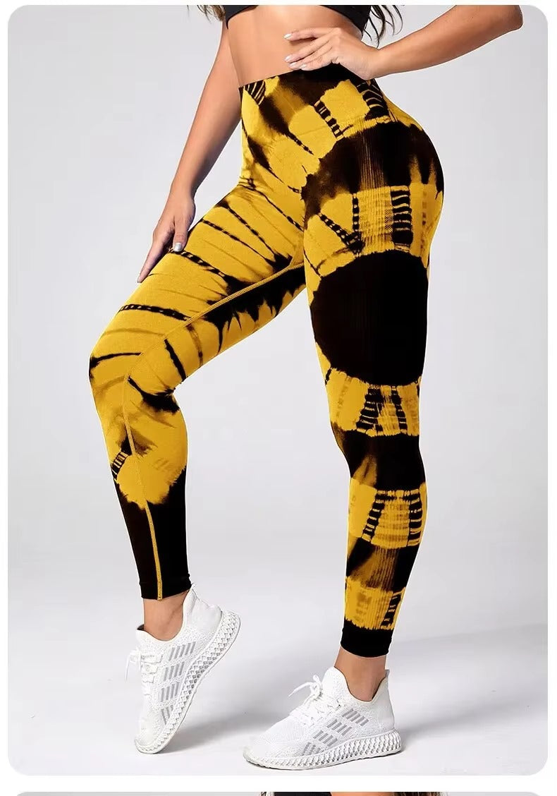 Legging Tie Dye Yoga Black /Yellow